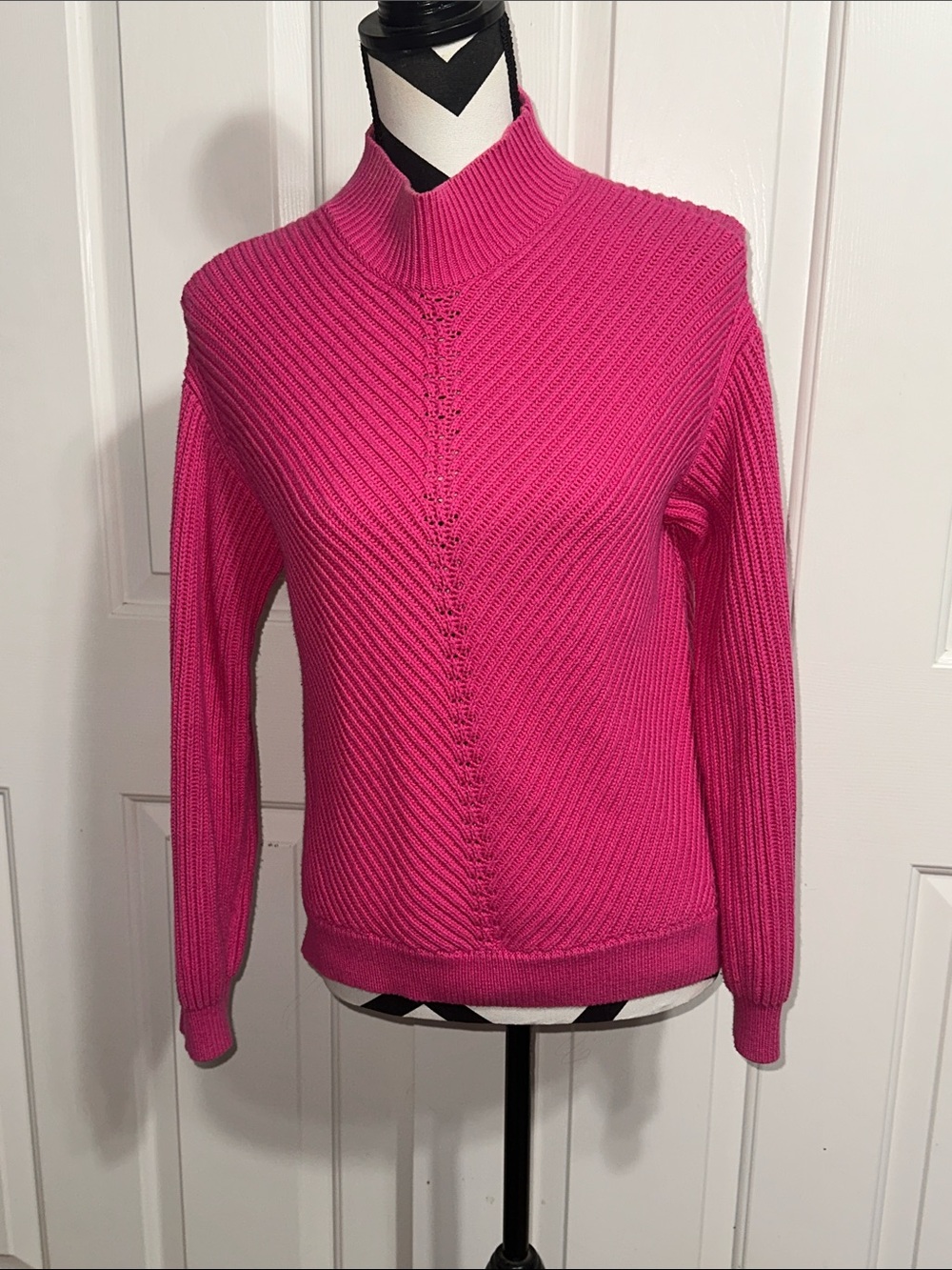 Marine Layer Women's Fuchsia Ribbed Mock Neck Sweater